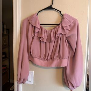 Pink off the shoulder crop top